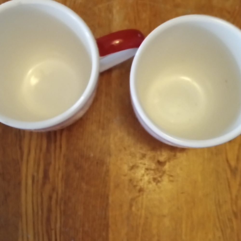 Pier 1 Red and White Ribbon Mugs - Picture 3 of 4